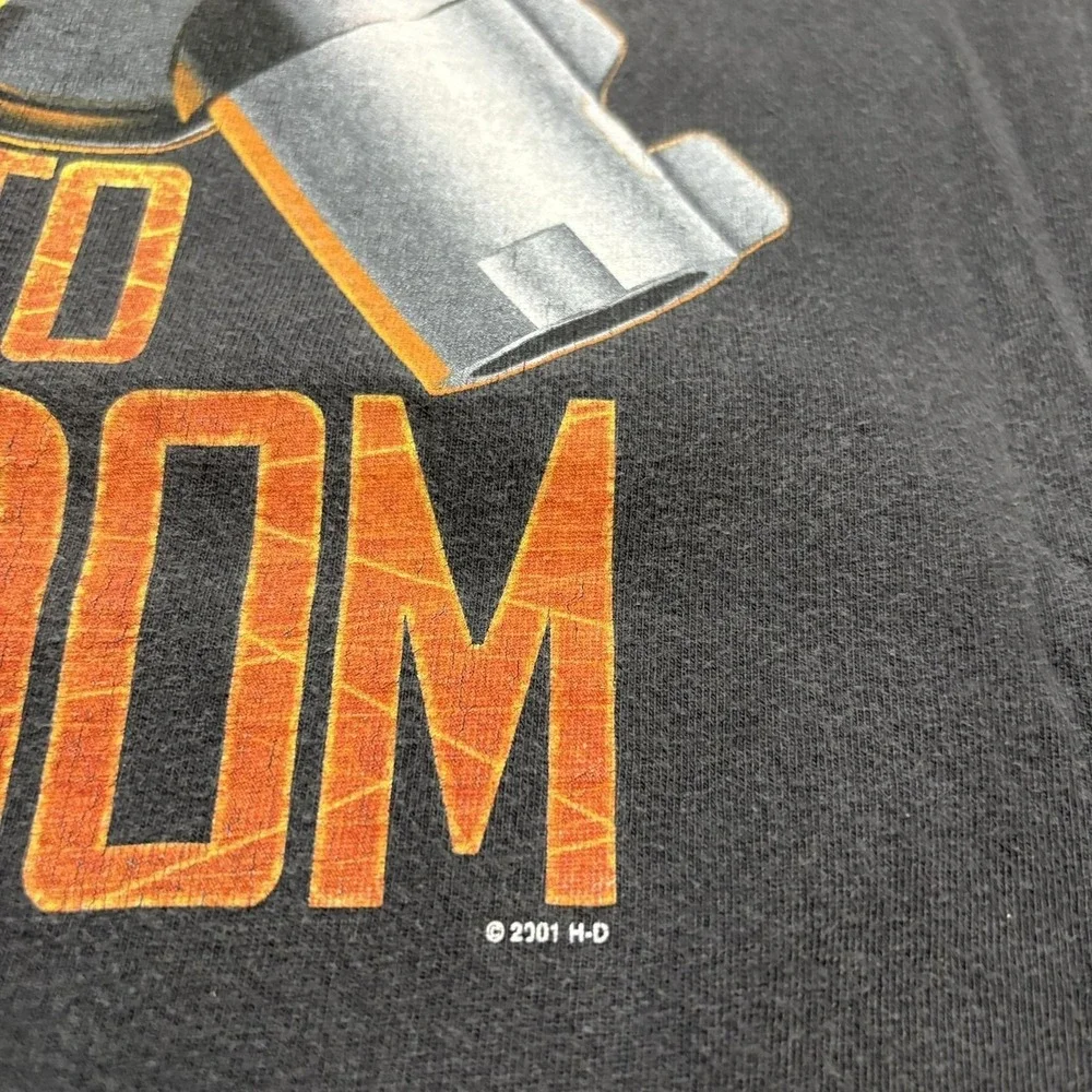 Vtg Harley-Davidson Shirt Mens Medium‎ Black Key to Freedom Eagle New York 2001